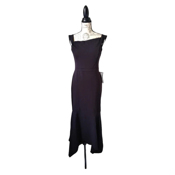Xscape Black Sleeveless Long Gown Formal Dress Asymmetrical Neckline Size 10 - Picture 9 of 10